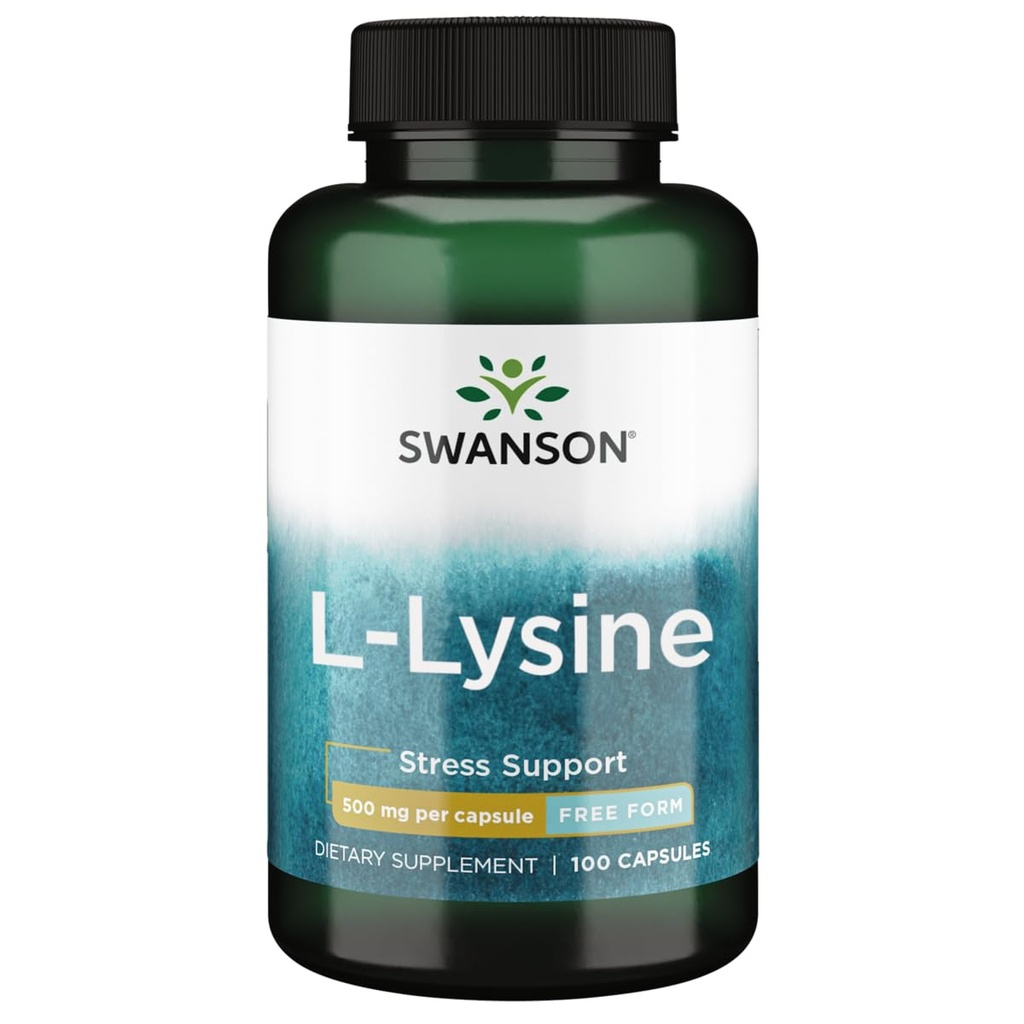 Swanson 氨基酸 Free-Form L-Lysine 500 毫克 100 卡普尔