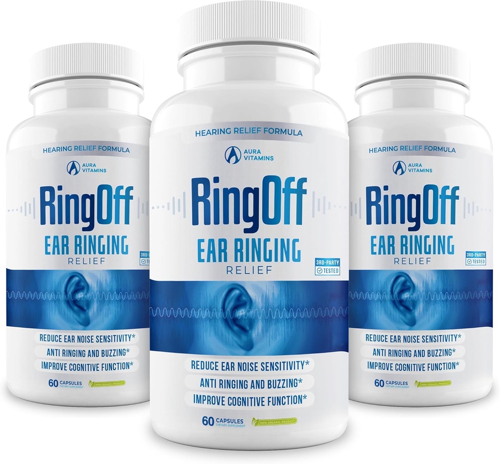 Ring Off (180 Caps) – Tinnitus Relief for Ring Ears, Clear Tinnitus 静音耳机 静音耳机 Relief & Resporing Inner Peace, Ginkgo Biloba, Zinc Picolnit & More – 有效的听力健康支持