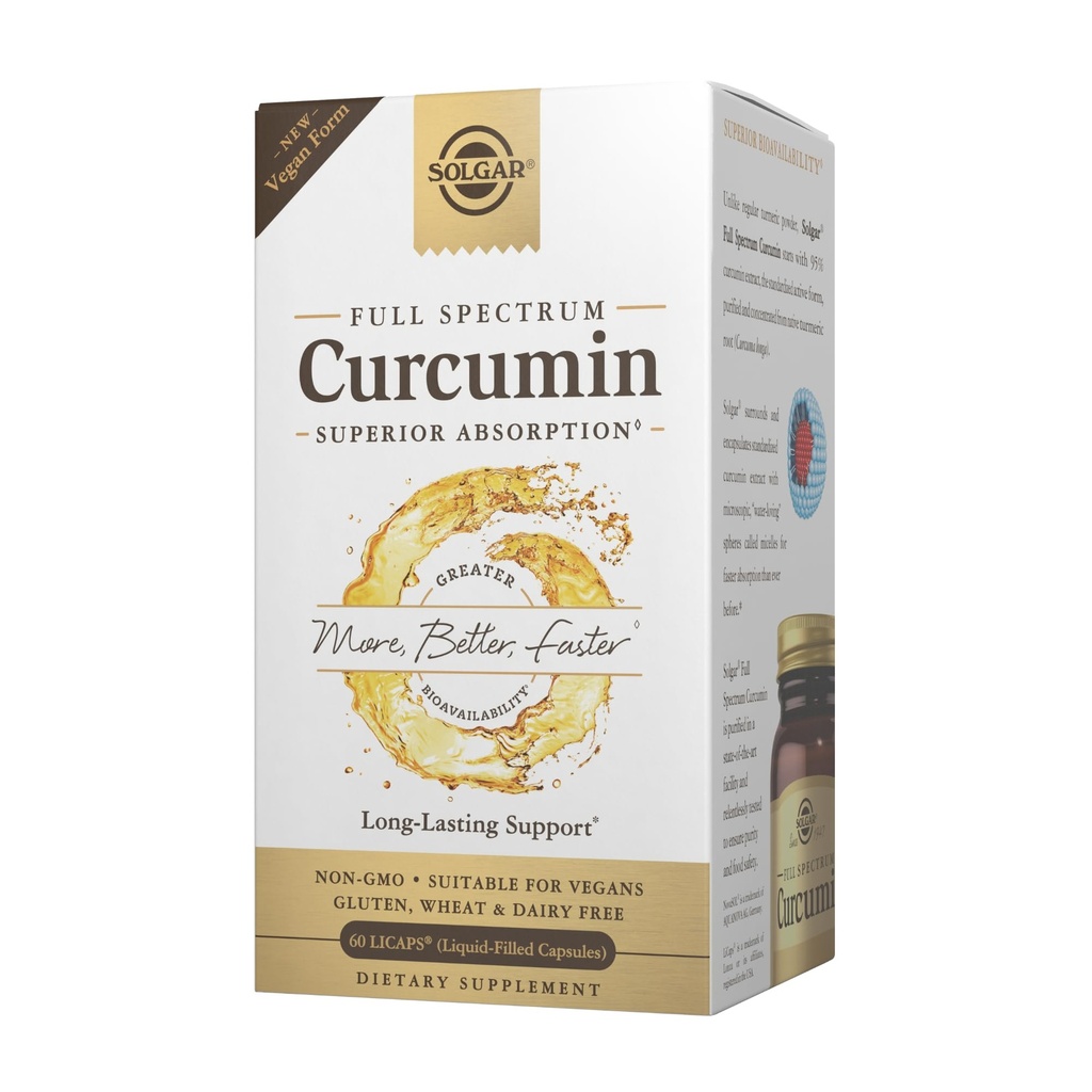 Solgar Full Spectrum Crucumin - 60 Licaps - 高级吸收 - 大脑、联合和免疫健康 - 非GMO、Vegan、Gluten Free、奶制品免费 - 60名服务者