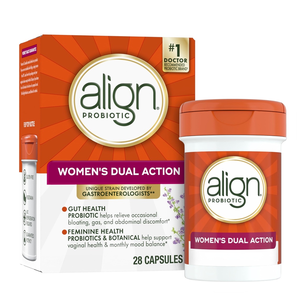 Align Probiotic, Womens Dual Action, Vaginal Probiotics for Women, Womens Probiotic for Vaginal Health Support, with Probiotics for Digestive Health, 28 Probiotic Capsules