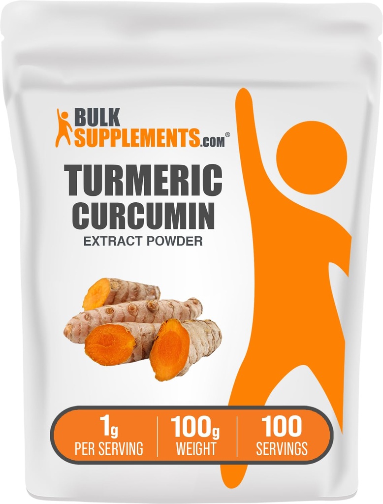 Bulk Assupports.com 涡轮抽取粉末 - 从涡轮根, Curcumin 补充剂, Turmeric Curcumin Powder - Free, 1g per service, 100g (3.5 oz) (Pack of 1)