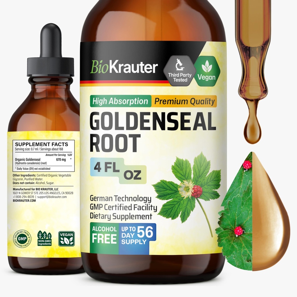 BIO KRAUTER 金色纹章 - Vegen Lung Cleanse & Detox - 金章草药补充 - 酒精和糖自由滴 - 4 Fl.Oz.