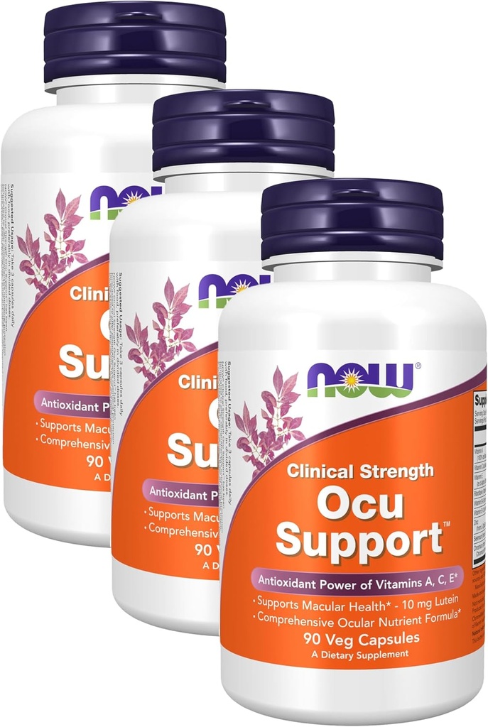 NOW 补编,与Flora GLO® Lutein 的 Ocu 支持TM, 加上维生素A、C和E, 90 Veg Capsules (Pack of 3)