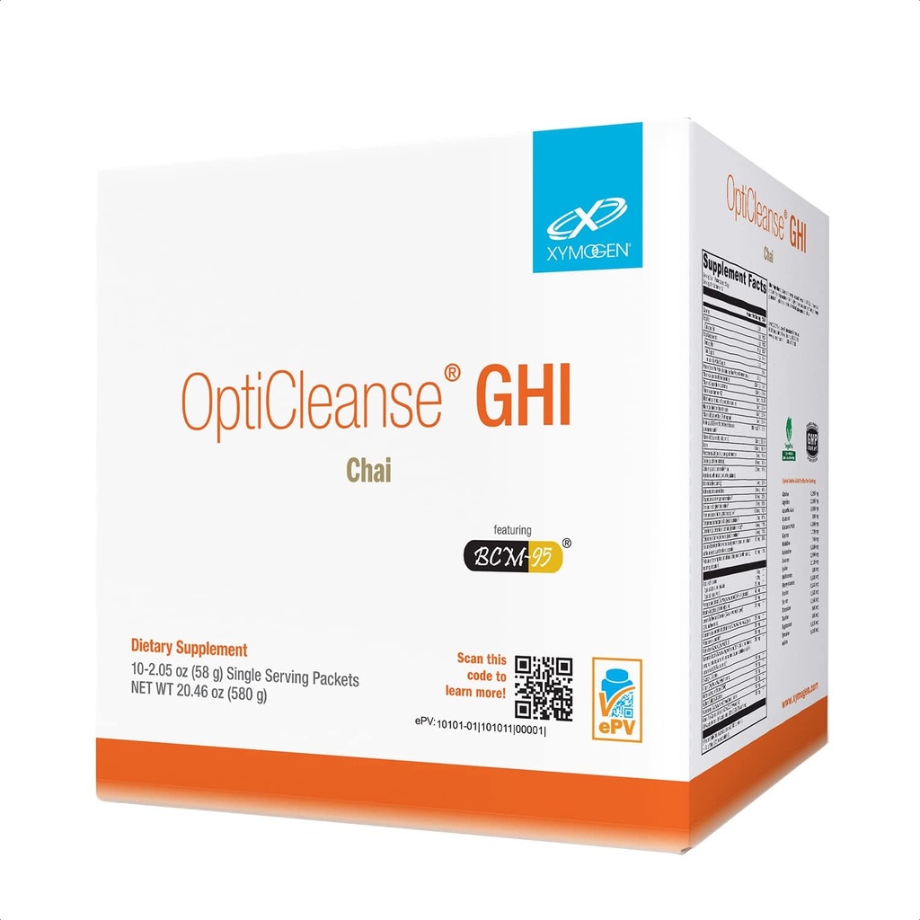 XYMOGEN OptiCleanse GHI 解毒清毒剂 - Vegan蛋白粉配有维生素,激素,矿物质援助肝脏解毒剂,Cytokine平衡, & Gut 健康支持 - Chai(10包)