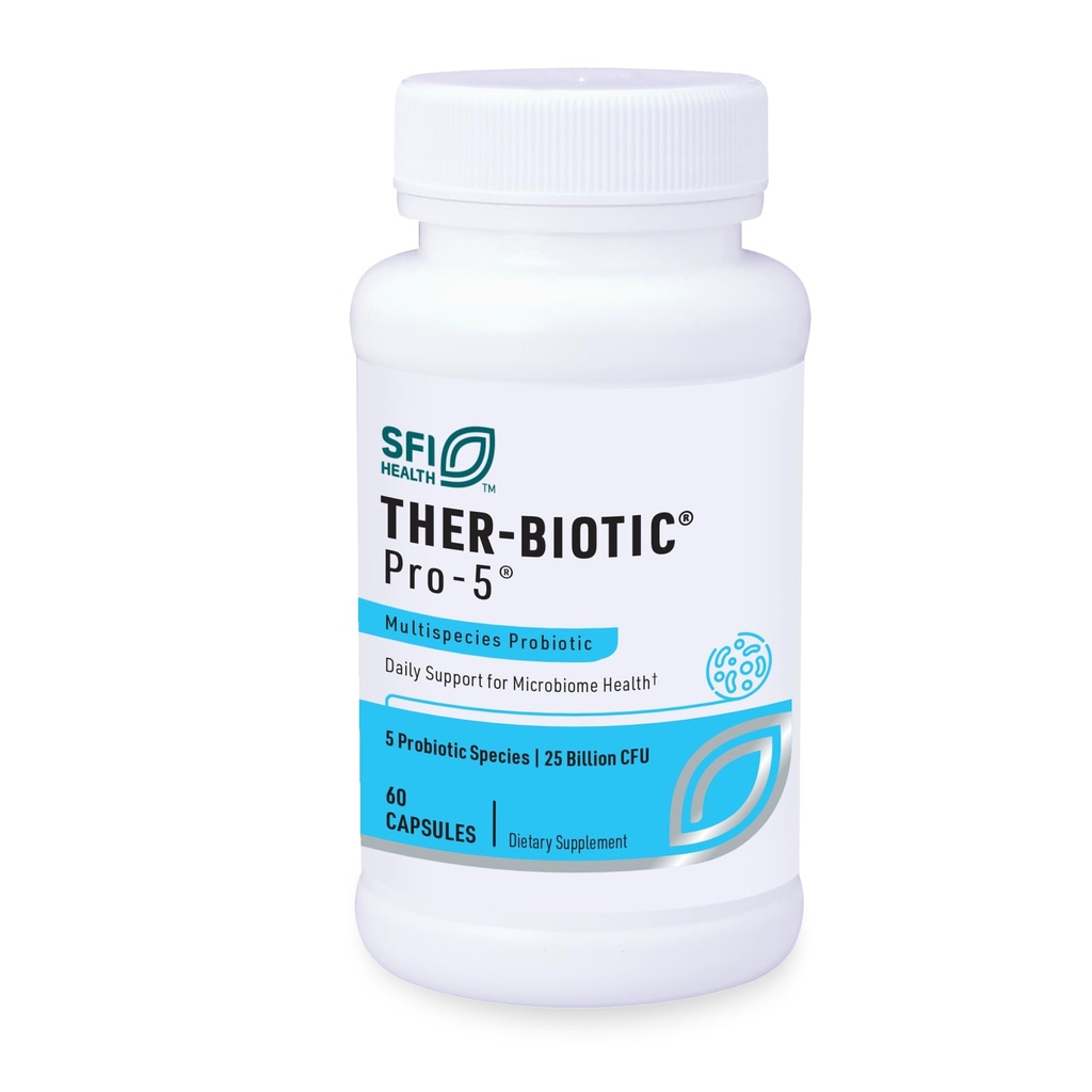 Klaire Labs SFI 健康 Pro-5 Probiotic - 25亿 CFU 高剂量多物种 Gut 重新殖民 支持男女,伪乳品和无乳品(60 Capsules)