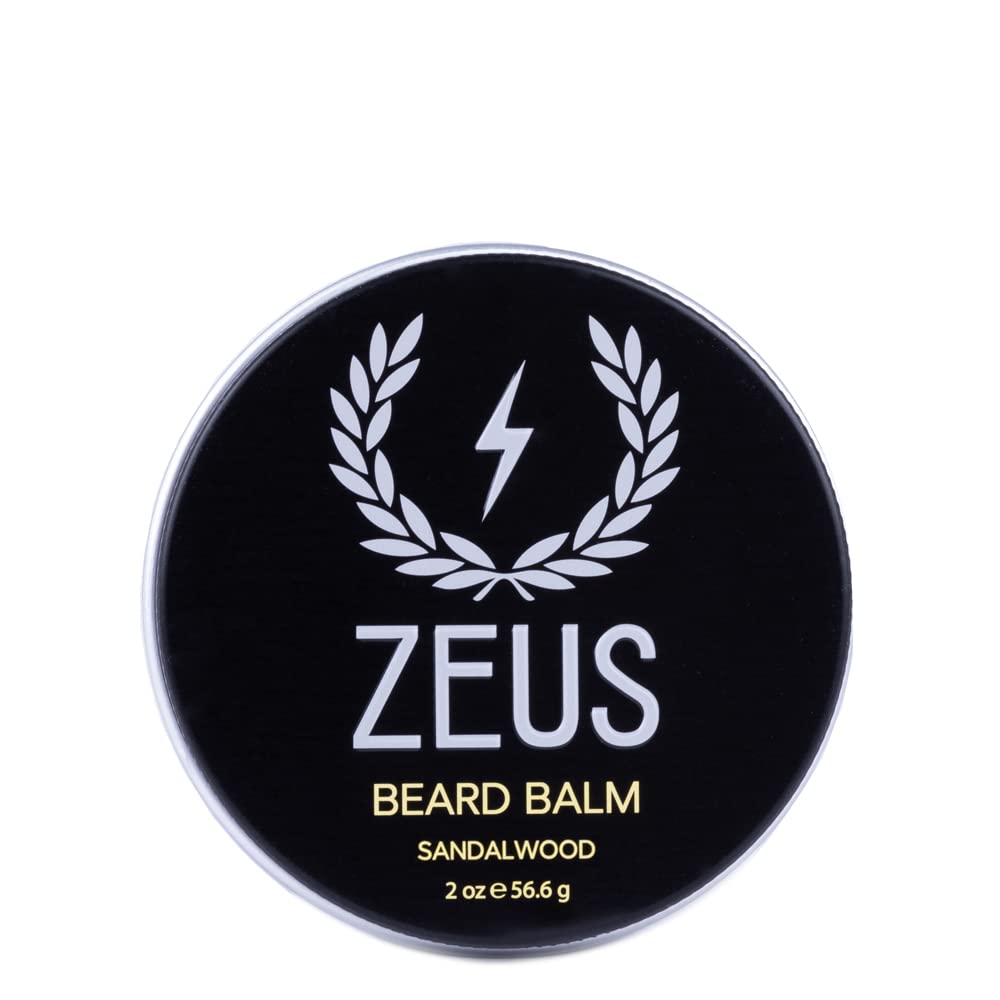 ZEUS Beard Balm, Natural Beeswax & Shea Butter Balm, Facial Hair的软化条件器 – MADE in USA(桑达尔伍德) 2 oz.
