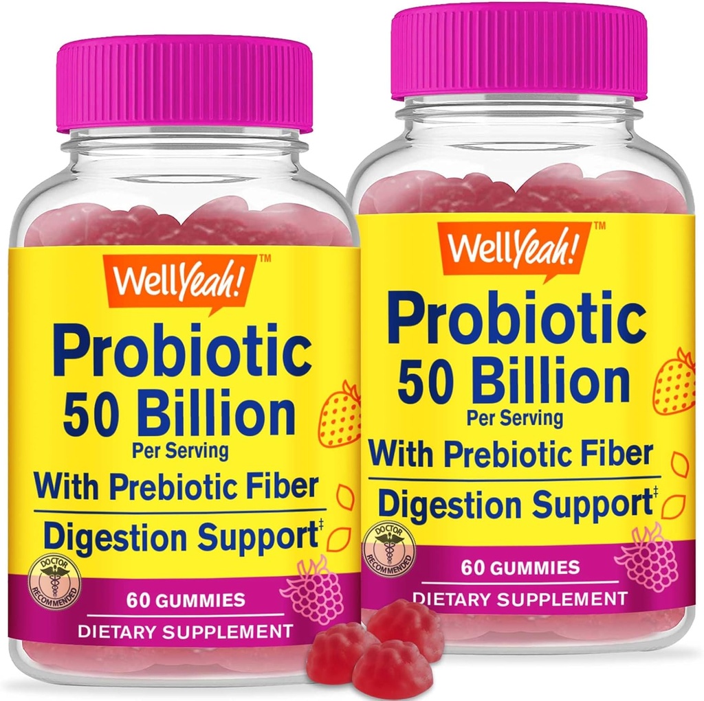 不错(2包50亿 Probiotics + 男女Gummys的预生 - 消化支持,Gut Health,Immune Support Gummy - 12 Strainss-60 Gummys的消化健康Probiotics