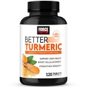 FORCE FACTOR 更好的Turmeric Curcumin 1600mg 配黑辣椒和姜汁,临床强度联合支持补充,高级吸收,120片