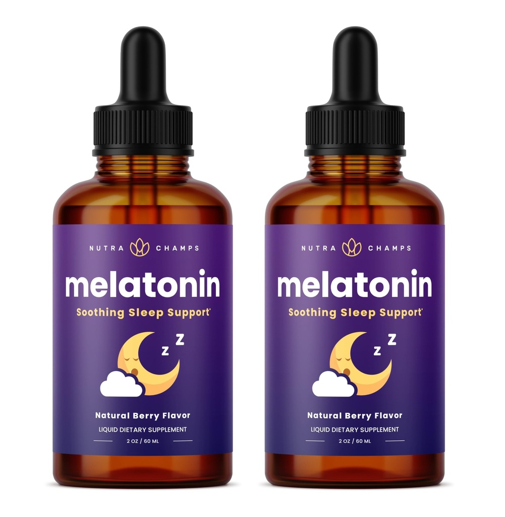 NutraChamps Liquid Melatonin Drops, 480 Servings, Sugar Free Kids Melatonin Liquid Sleep Aid Supplement, Vegan & Non-GMO, Natural Berry Flavor, Melatonin 1 mg Drops
