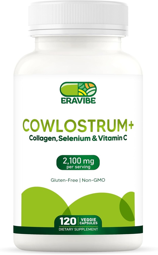 Colostrum 补编 4 in 1, Collagen, Selenium & Vitamin C - 2100mg for Imune System & Skin Support - 120 Vegan Capsules, Gluten-Free (英语).