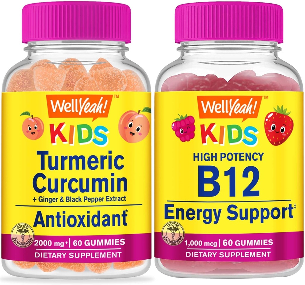 (原始内容存档于2018-09-25). Wellyeah Turmeric Curcumin Kids + 维生素 B12 Kids, Gummys Bundle - Great Tasting, Vitamin Supplement, Gluten Free, GMO Free, Chewwable Gummy (英语).