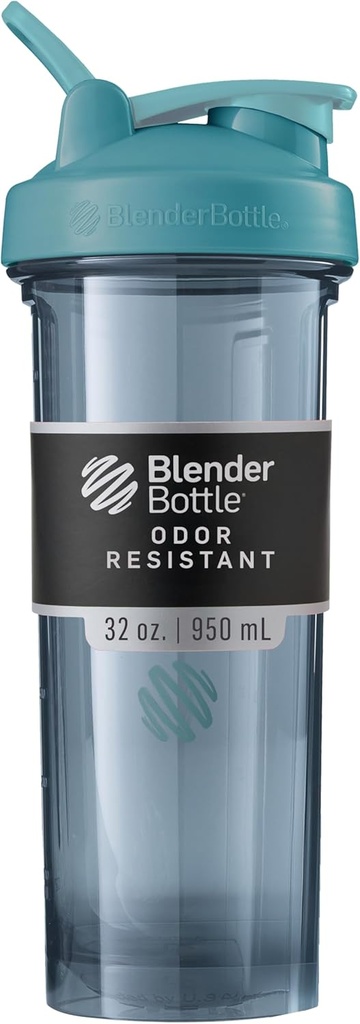 BlenderBottle Shaker 瓶装 Pro 系列 完美地用于蛋白质摇摆和前期工作,32-Ounce, Cerulean Blue