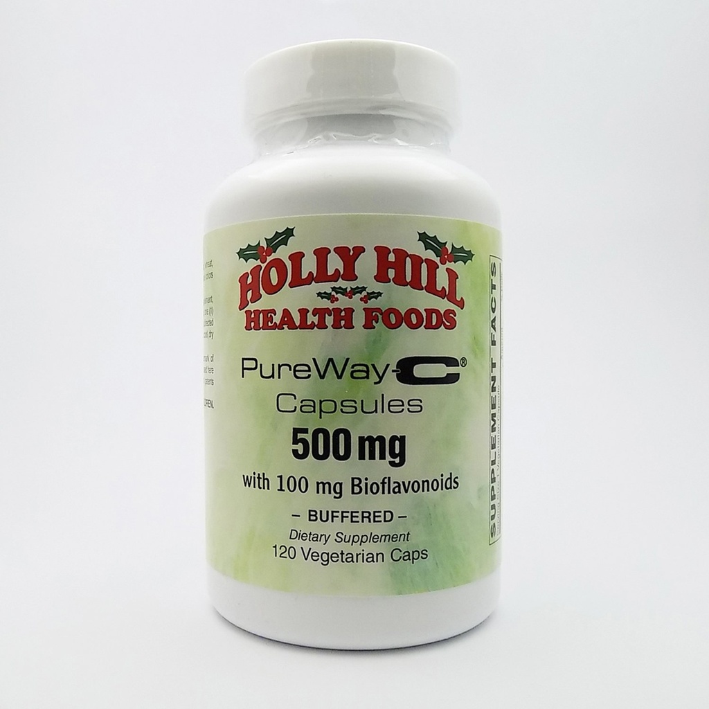 Holly Hill 健康食品,纯Way-C 500 MG,配有100 MG Bioflavoids,缓冲,120 蔬菜卡普尔