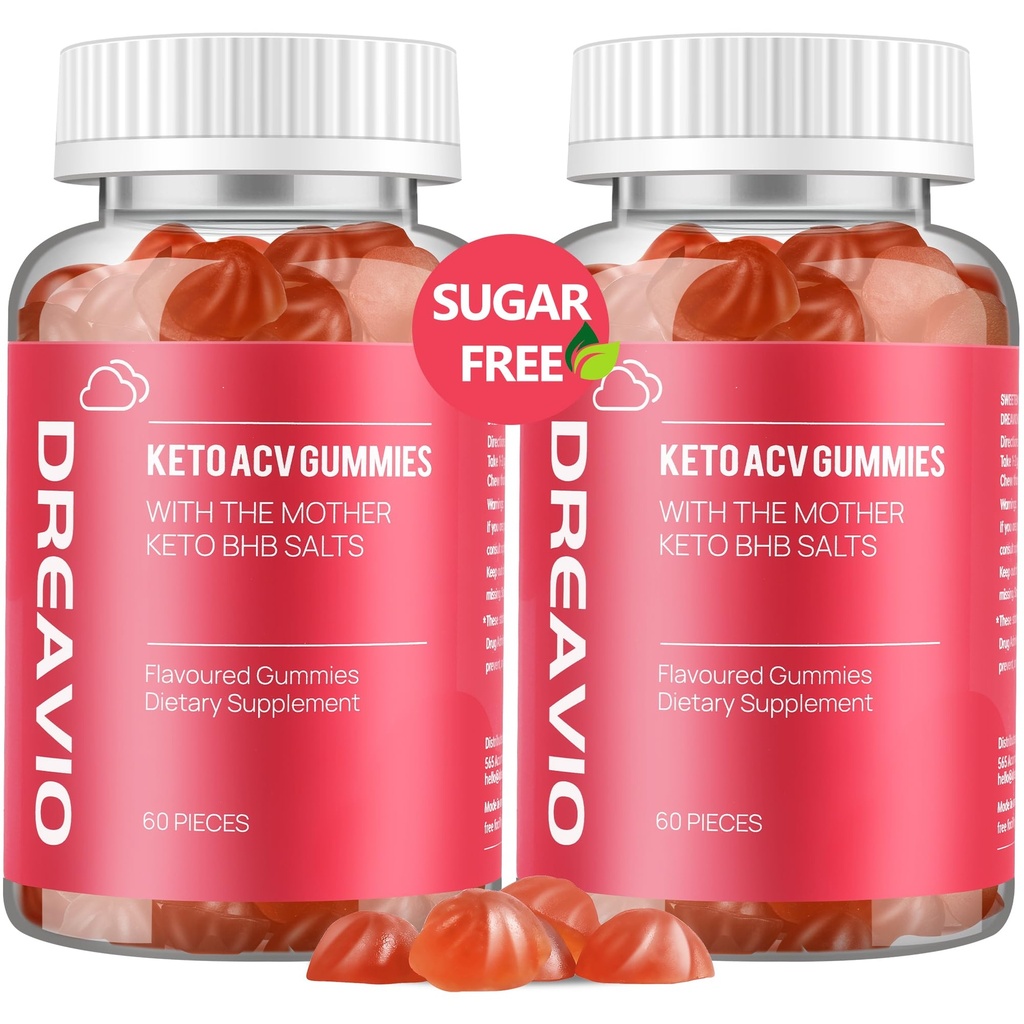 DREAVIO Keto ACV Gummys 高级体重损失 - 免糖1000mg 苹果苹果苹果醋葡萄酒 Gummys for Women & Men, Vegan Keto Apple 苹果醋葡萄酒 成人补充品