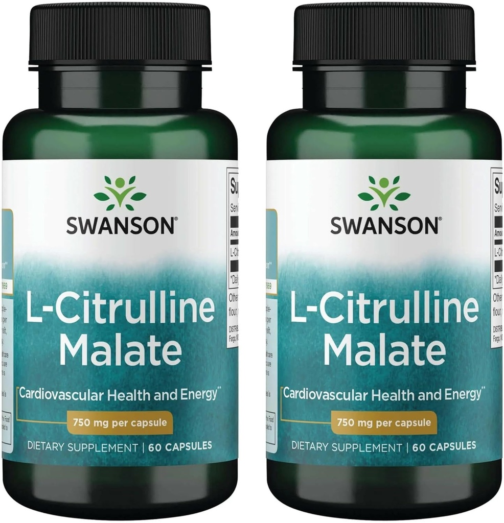 Swanson L-Citrulline Malate -- -- 氨酸补充剂,促进能源生产和健康血液循环 -- -- 支持整体健康的自然公式 -- -- (60卡普尔,每包750毫克)(2包)