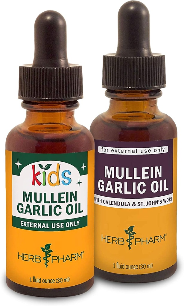 Herb Pharm Mullein 大蒜油、1个Oz和Kids Mullein 大蒜油、1个Oz Herbal Gift Set