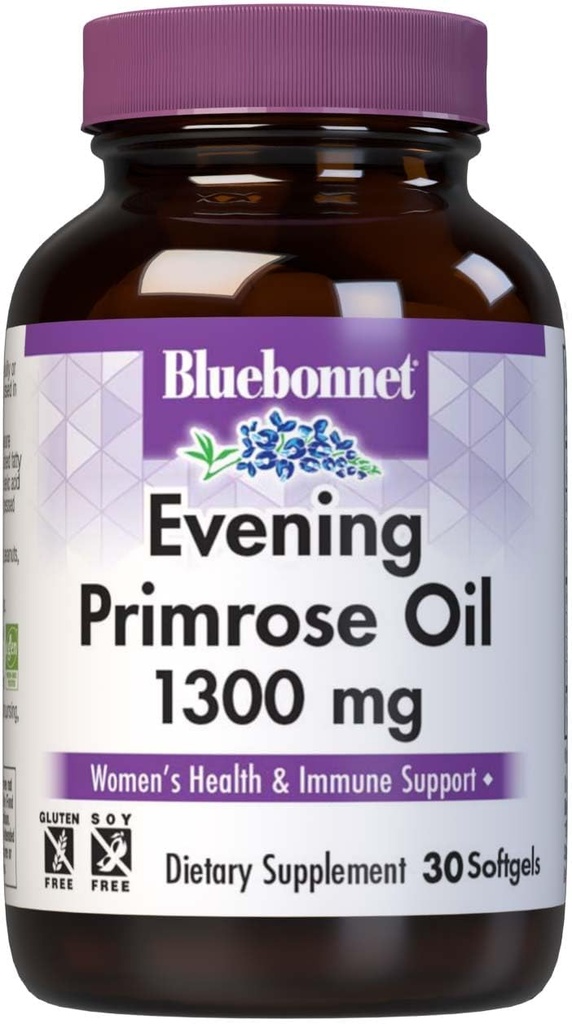 BlueBonnet Evening Primrose Oil Softgels, 1300毫克, 30 计数