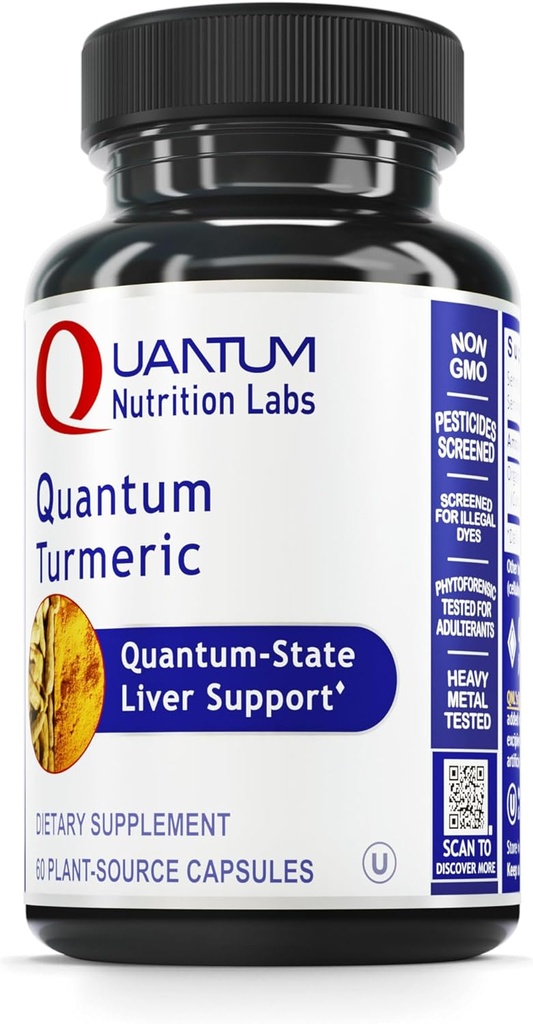 量子营养实验室 Turmeric - Turmeric Capsules, Turmeric Crucumin 补充剂, 肝脏支持剂, 500 mg of Curcuma Per Capsule - 60 Vegetarian Capsules