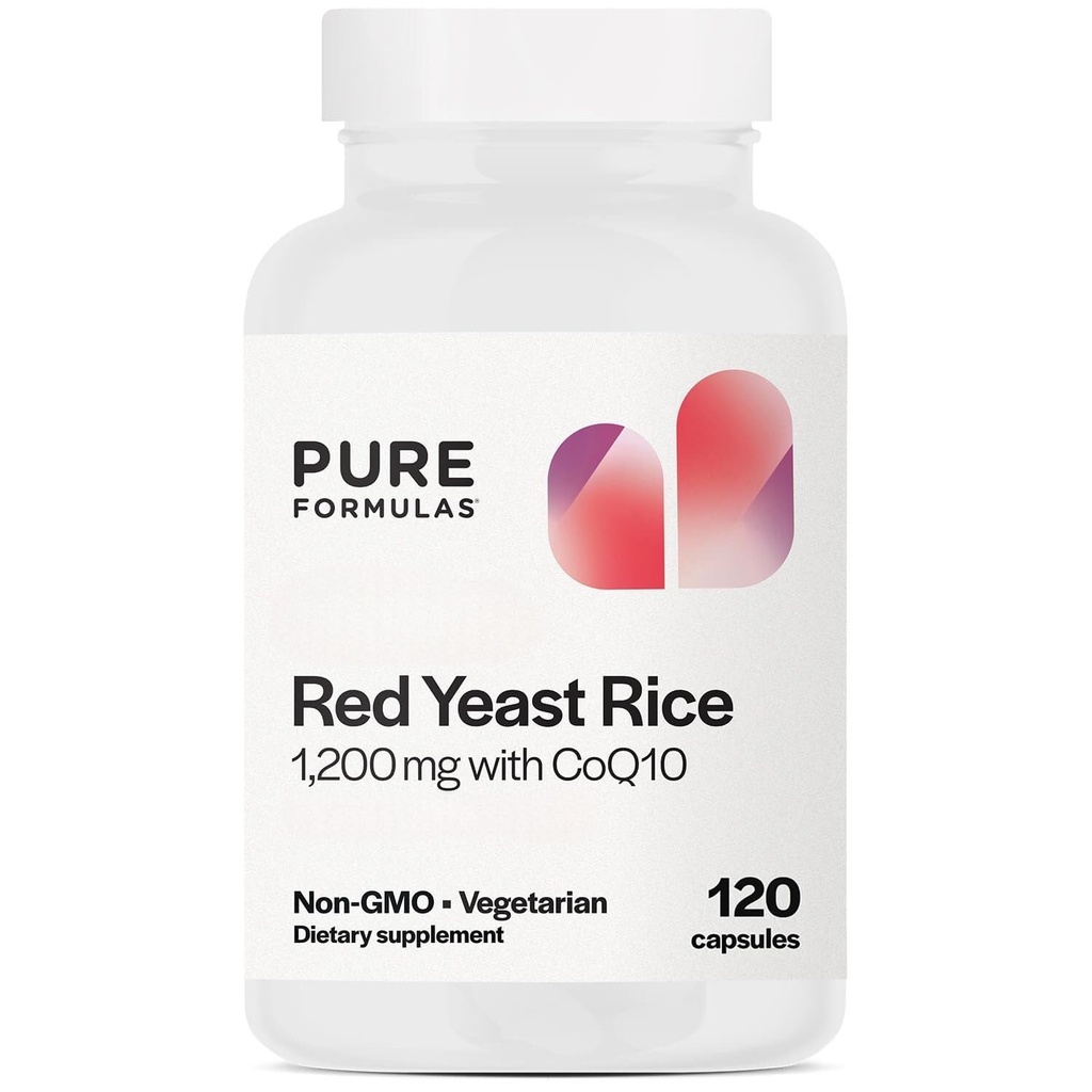 PureFormulas Extra Red Yeast Rice 1200mg 配有 CoQ10 100mg, Citrinin 无锡, 非GMO, Gluten无胶, 120 Capsules(2个月供应)