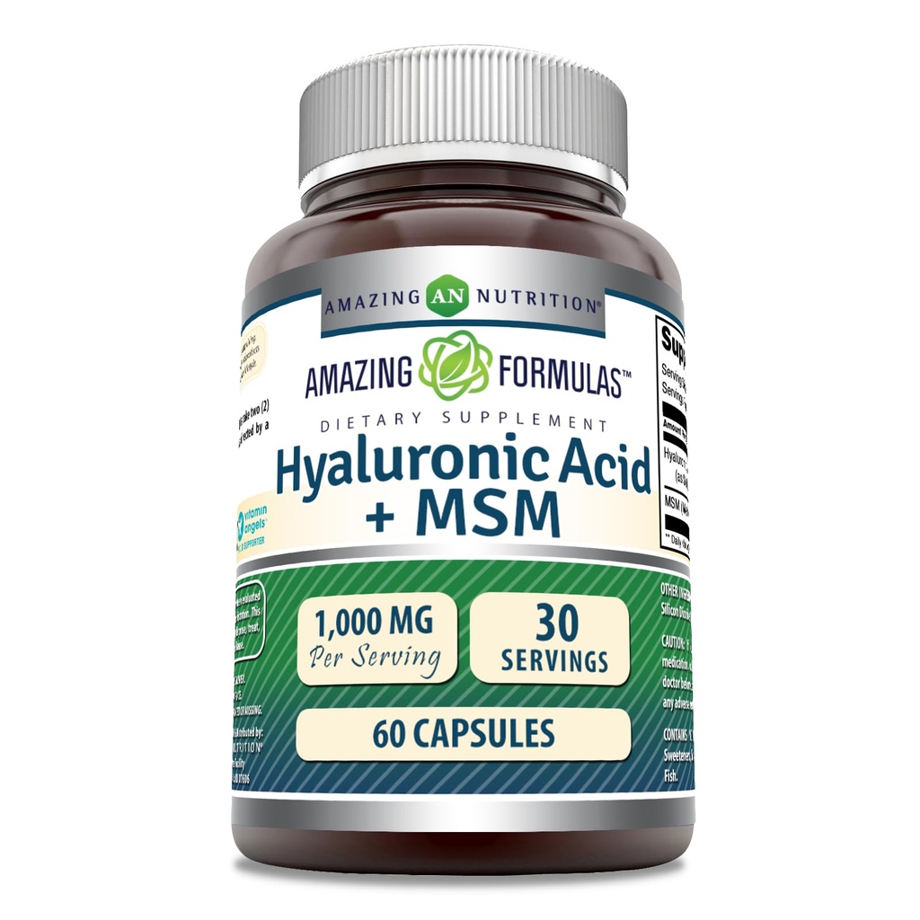 (原始内容存档于2018-09-21) (英语). Amazing Formules Hyaluronic Acid & MSM Supplements + 1000 Mg Pervice + capsules + NO-GMO → Gluten Free → NAUSA (1 Pack, 60 Counts).