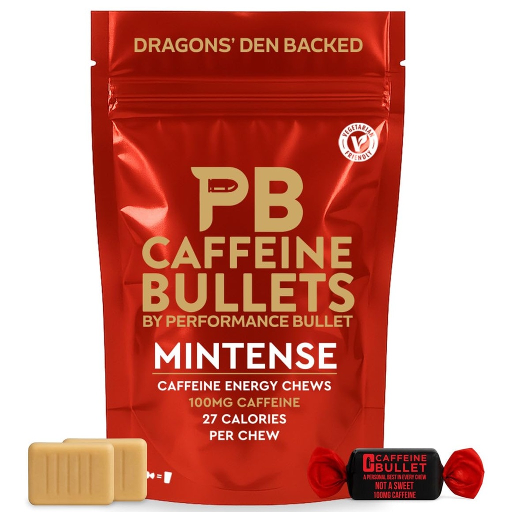 Cafeine Bullet Mint Energy Chews *40 – 更快的Boost than Gels, Tablets and Gum. 100mg Per service - 运动科学用于跑步,自行车,游戏和预工作耐力踢.