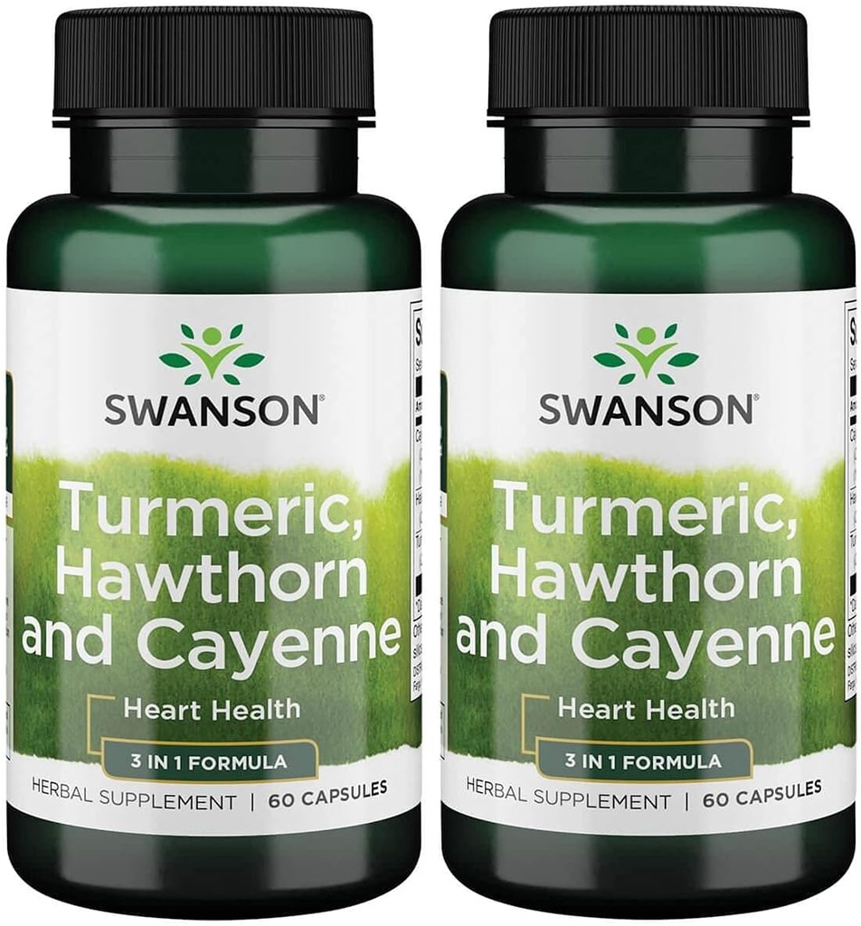Swanson 全光谱 Turmeric Hawthorn & Cayenne 60 Capsules(2套)