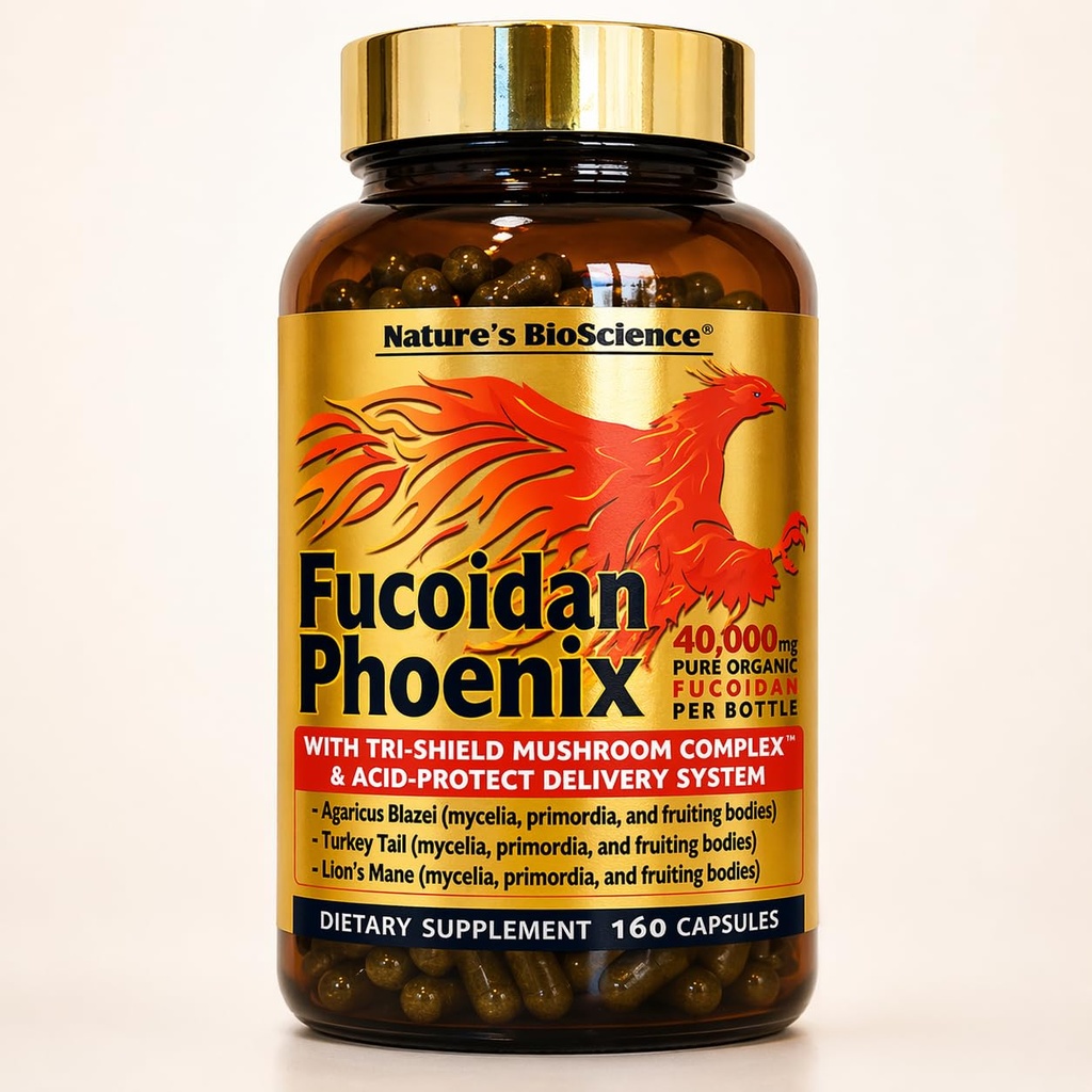 自然生物科学 ® FUCOIDAN 凤凰高级:40,000毫克纯有机富士丹+64,000毫克纯蘑菇