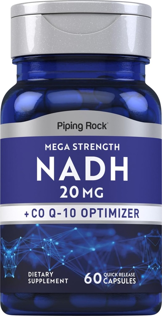Pipping Rock NADH Coq10 补编 | 20 mg | 60 Capsules | 巨型强药 | 非GMO,Gluten Free Federal Form