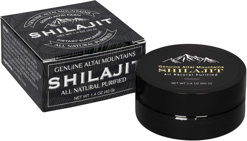 Sayan Pure Shilajit Resin 1.4oz/40g,265 服务 - 强有机富尔维奇酸补充剂 - 支持免疫系统、记忆、焦点和提供自然能源,Detox - Vegan,非GMO