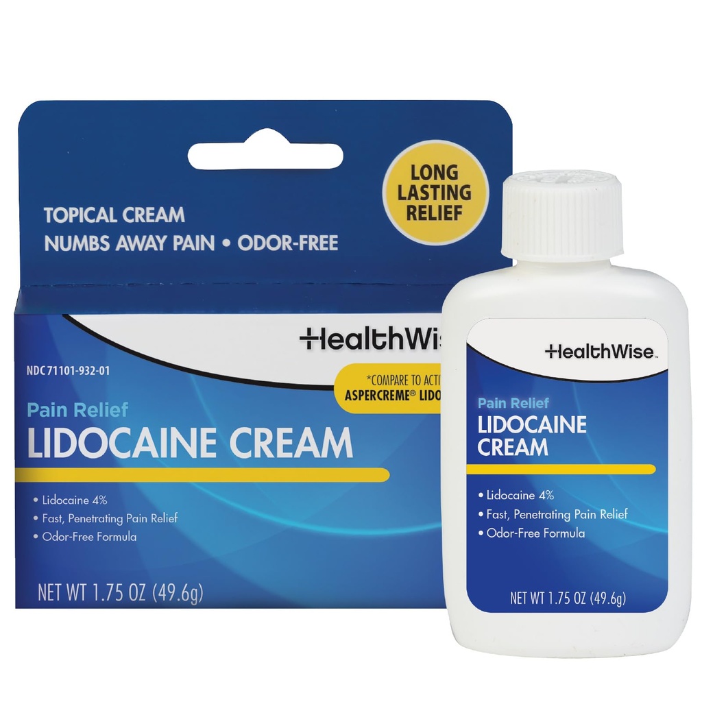 健康最大力量 Lidocaine Cream – Numbs Away Pain – Long-Lasting Relief – Non-Greasy – 1.75 Oz