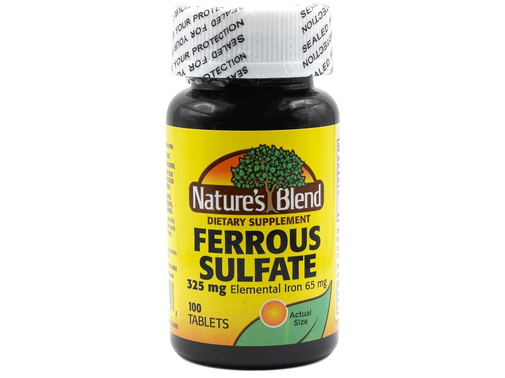 (原始内容存档于2019-09-29) (英语). Nature's Blend Iron Ferrous Sulfate 325mg BPK, Assorted, plats, 100 Counts.