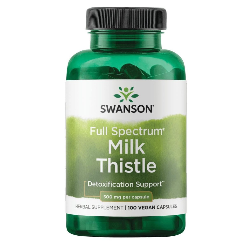 Swanson Full Spectrum Milk Thetle Liver 成人寻求天然解毒和抗氧化剂支持的健康补充剂 - 500 mg(100 Vegan Capsules)