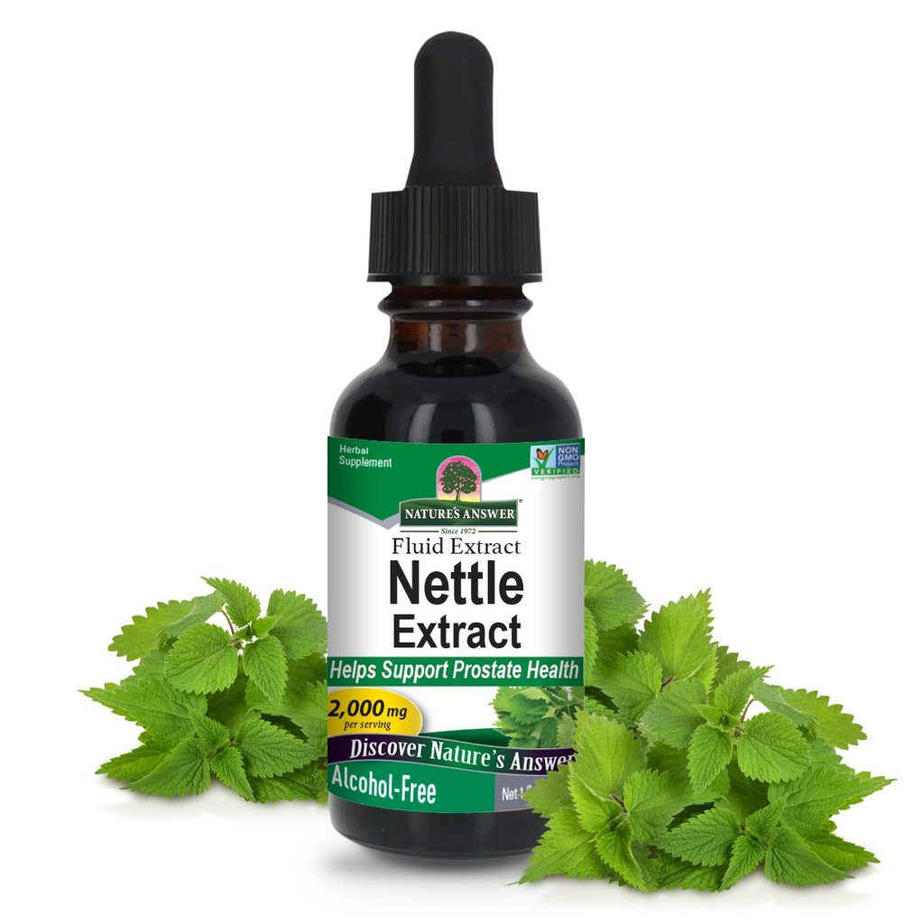 Nature's Answer Nettle Leaf 1oz Extract QQ前列腺素pot 专注的暗绿色Nettle Leaf 草药补充 QQ Non-GMO,Kosher,Gluten-Free, & 酒精无 QQ 单数