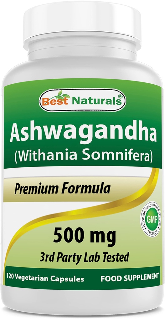 Ashwagandha Capsules 缓解压力和摩擦的最佳自然剂,500毫克,120个计数(包装可能不同)