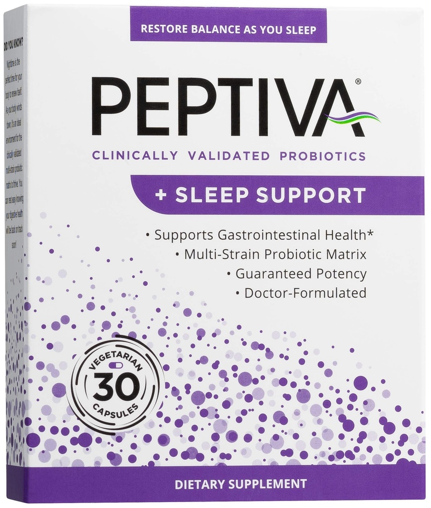 Peptiva 26亿 CMFU Probiotic and Sleep Support - 临床验证 多排Probiotic - 乳房杆菌和比菲多杆菌,梅拉托宁 - 30 Counter