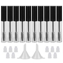 GHER 10PCS 10ML 空的马斯卡拉管瓶,带有眼球,橡胶插入和漏斗套装 Castor Oil/Growth Oil,DIY Cream Contain with Cap, Black