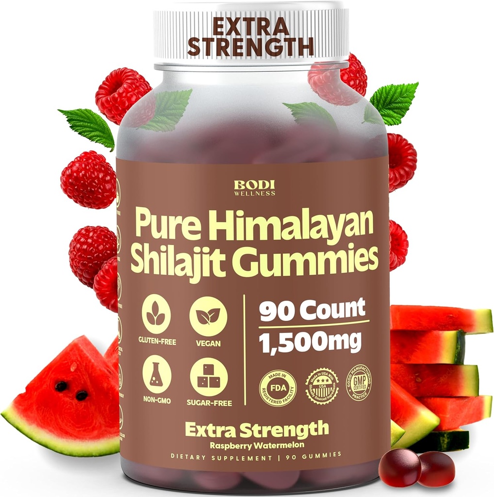 纯喜马拉雅Shilajit Gummys 1500mg - 90 Vegan,无糖胶带85+痕量矿物和富尔维奇酸,非GMO Shilajit 男女补充品