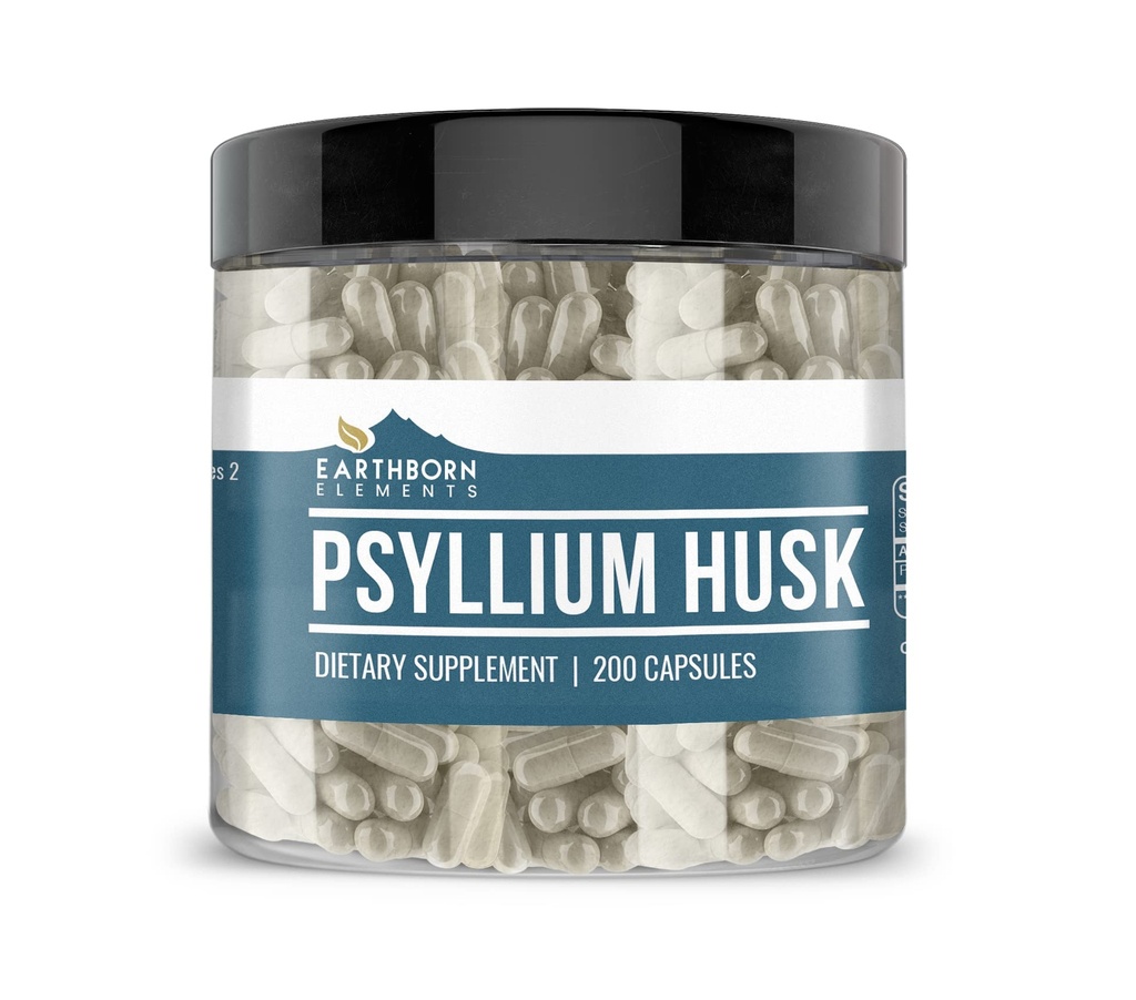 土生元素 Psyllium Husk 200 Capsules, 纯和未稀释, 无添加剂