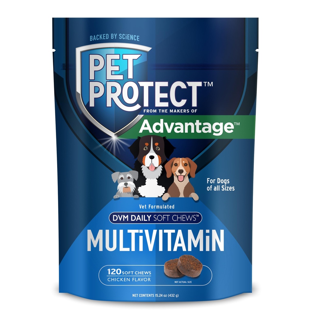 宠物保护犬 多维特敏, 兽型DVM Daily Soft Chews, 支持持续健康与健康, 鸡肉味( 120个计数)
