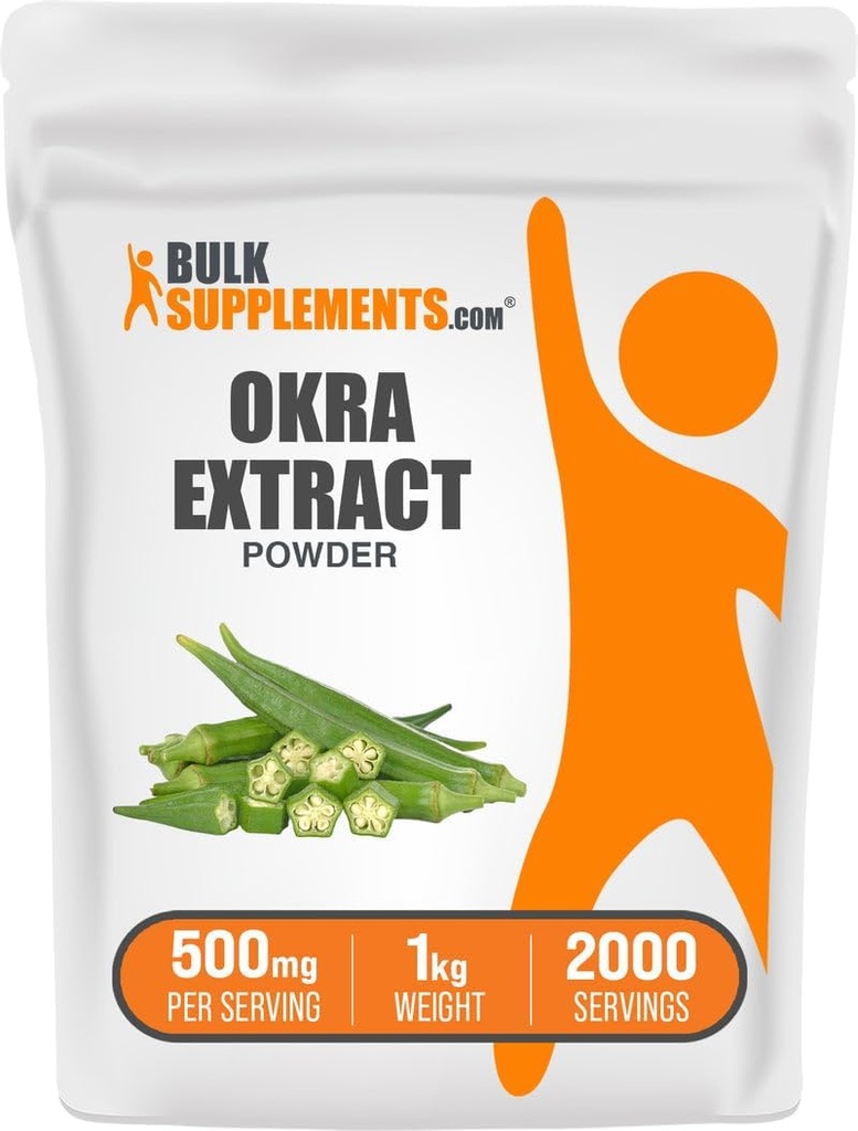 Bulk Assupports.com Okra 抽取粉末 - Okra Assistance, Fiber的来源,草药补充 - Vegan & Gluten Free, 每人500毫克, 1kg(2.2磅) (Pack of 1)