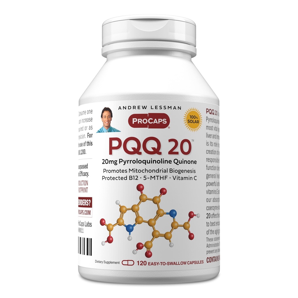 Andrew Lessman PQQ 20mg - 120 Capsules - 20mg Pyrrologuenoline Quinone,自然保护复合物支持生命器官,心脏,大脑,肝脏,免疫系统. 生物起源,无添加剂