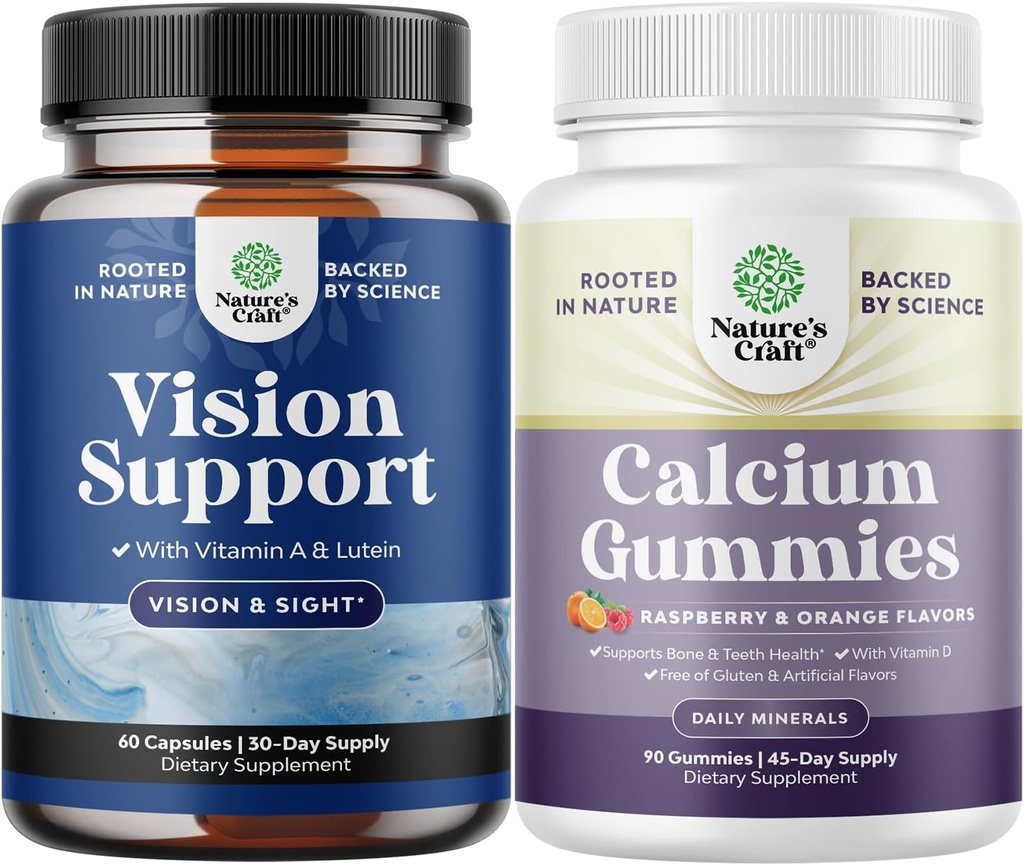 成人全眼健康补充包-Lutein 20mg 人用Beta Carotene和高吸收性Calcium Gummys为Bone健康服务