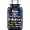 Tnvitamins Melatonin 15 MG Per Capsule (240 Capsules) – 成人全自然睡眠药丸 – 额外力量 Melatonin – 夜间睡眠援助 – 自然睡眠支持补充品
