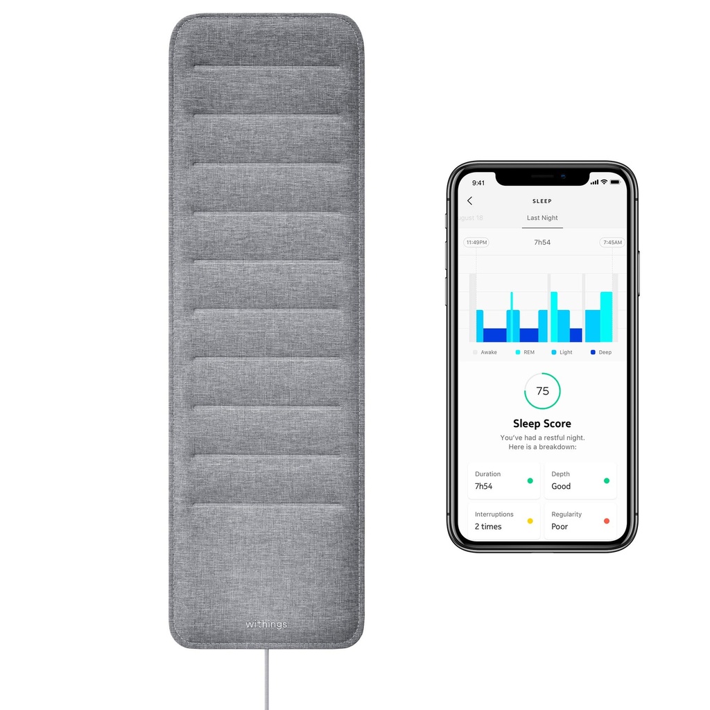 Withings Sleep - " 睡眠跟踪 " 垫子下与睡眠周期分析