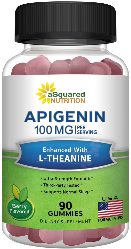 Apigenin 100mg 配有 L- Theanine 100mg Gummys - Apigenin 睡眠补充剂 - Capsules, Pills, Powder & Tea - 2 个人服务