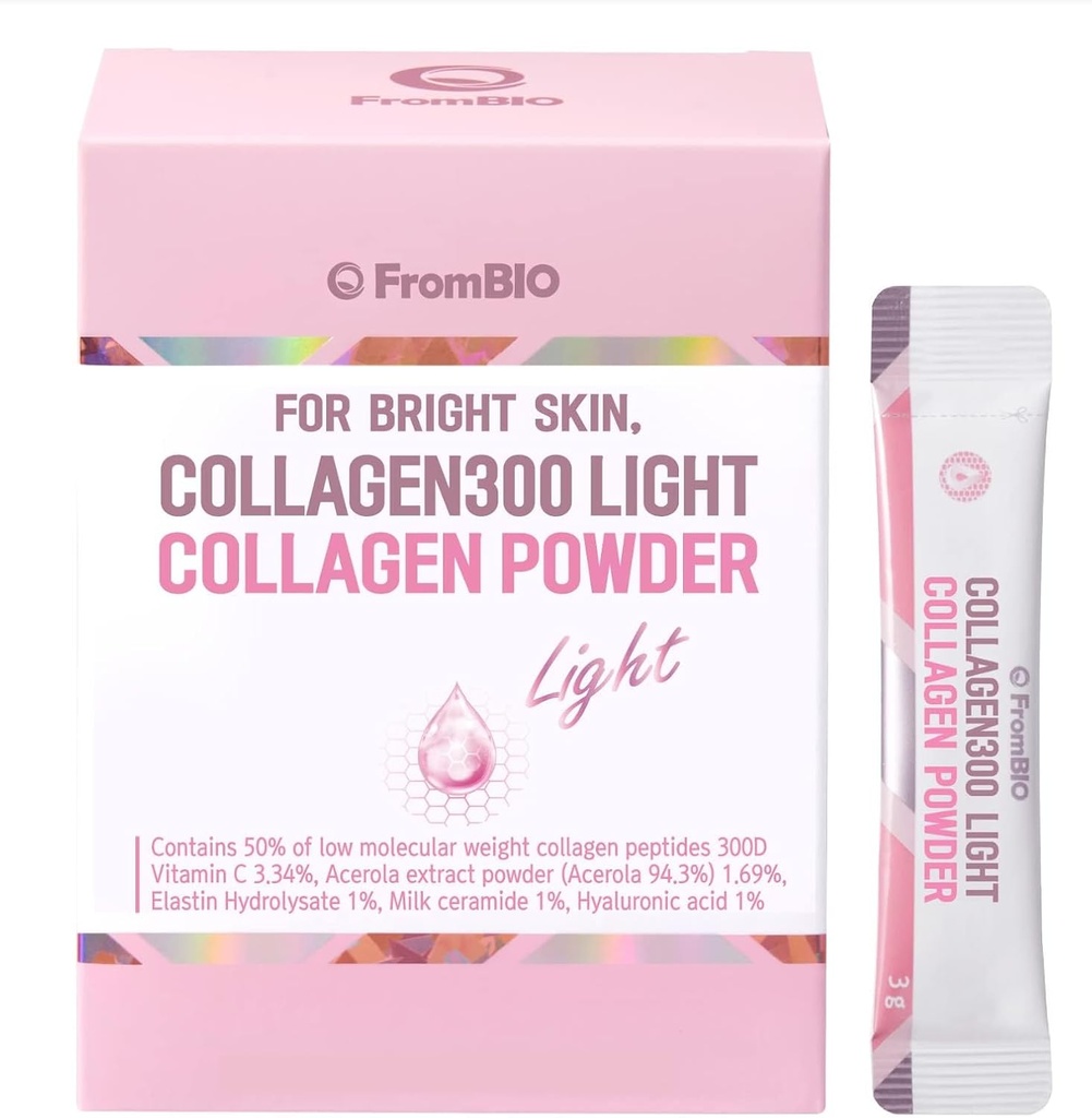 用于亮皮肤,Collagen 300光,低分子重量鱼类Collagen Peptides 300D 1,500mg(28包)
