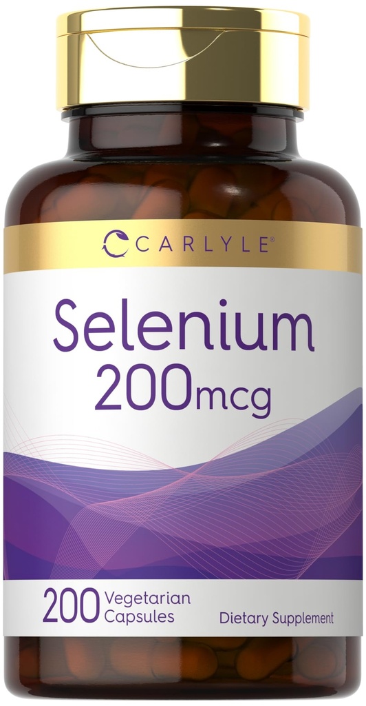 Carlyle Yeast Free Selenium 200 mcg → 200 Capsules L-Selenomethionine 基本矿物 → 蔬菜,非GMO & Gluten 免费补充品