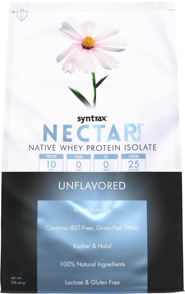 Syntrax营养 Nectar Medical, All Natural Whey 蛋白质隔离,无味,2磅(2英镑,无味)