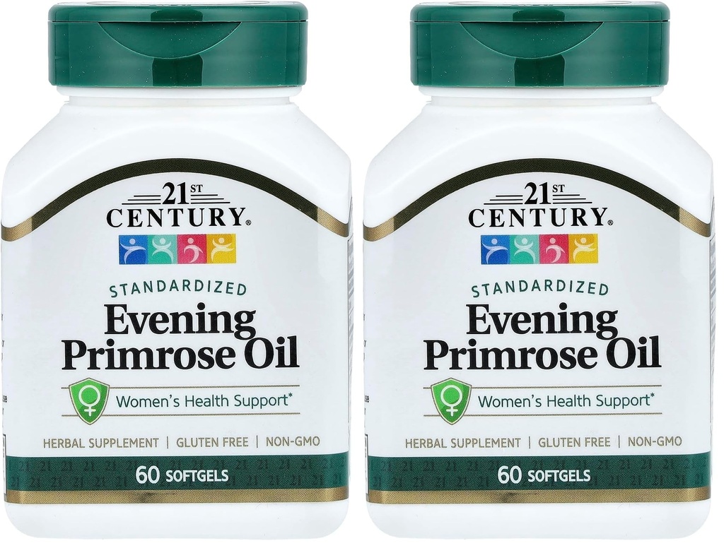 21世纪晚报 Primrose Oil Softgels, 60 Counter (Pack of 2).