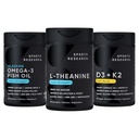 体育科研机构健康包 - 双强L-神(太阳神)增产200mg,三强Omega 3鱼油(1250mg)和Vegan维生素D3(5000 IU)+K2(100mcg Mk7)